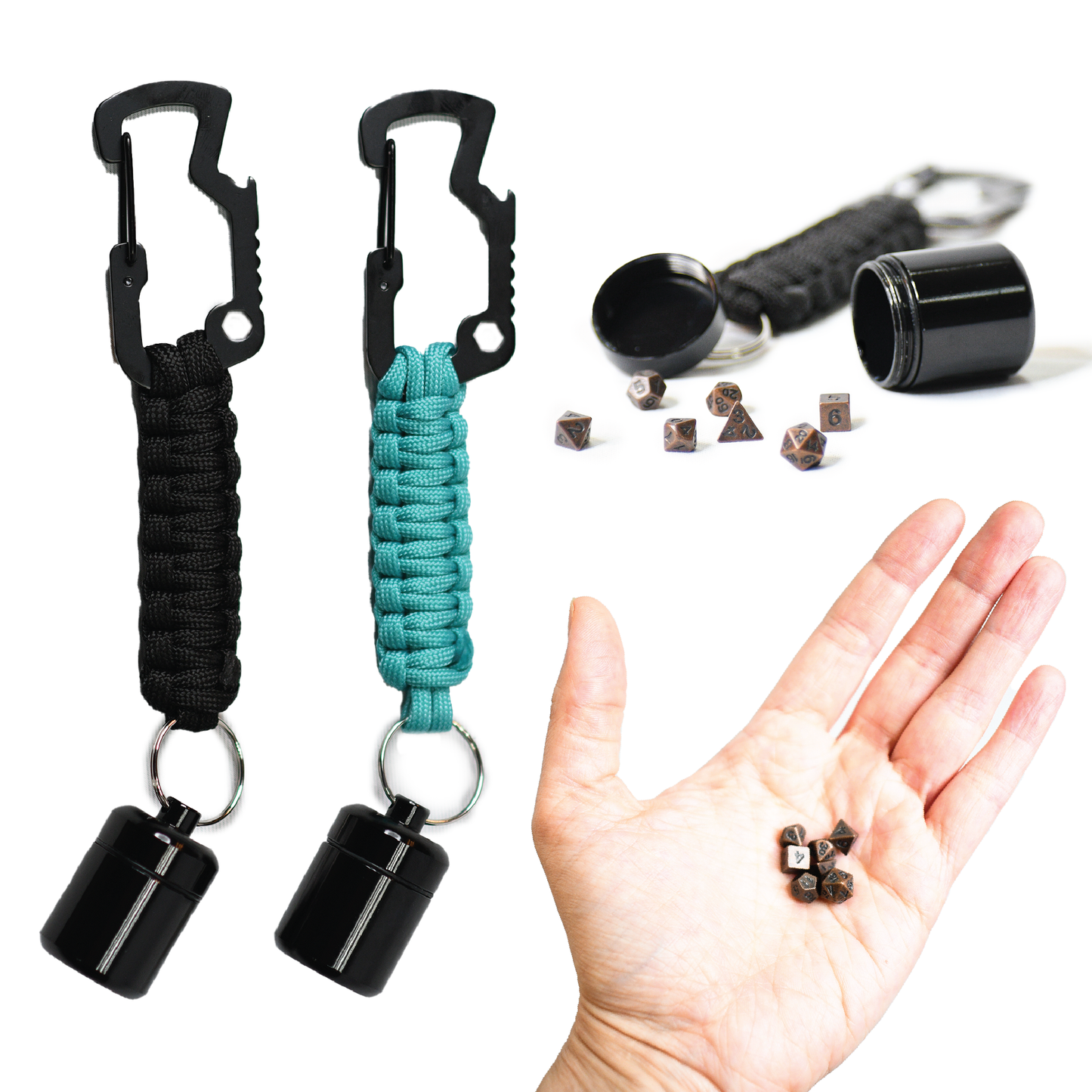 The Ready Roll – Mini Metal Dice Paracord Keychain | TTRPG Anywhere
